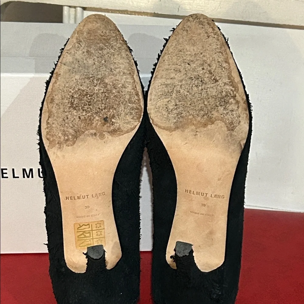 Helmut Lang Distressed Suede Black Heels